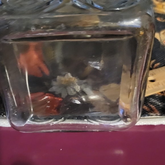 Ornate Embossed Clear Glass Apothecary Canister Cork Lid Large - Picture 3 of 10